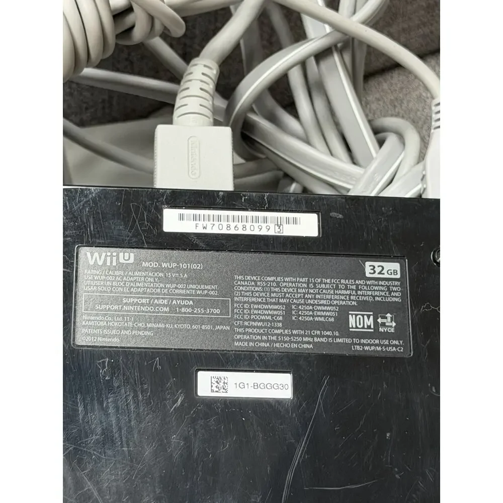 Nintendo Wii U Black 32GB Deluxe System Original Replacement Console Only + PLUG
